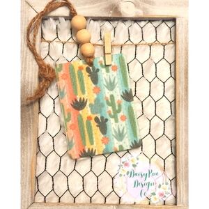 Cactus Print Felt Car Air Freshener